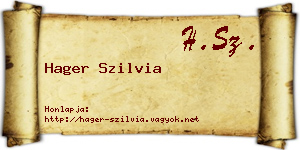 Hager Szilvia névjegykártya